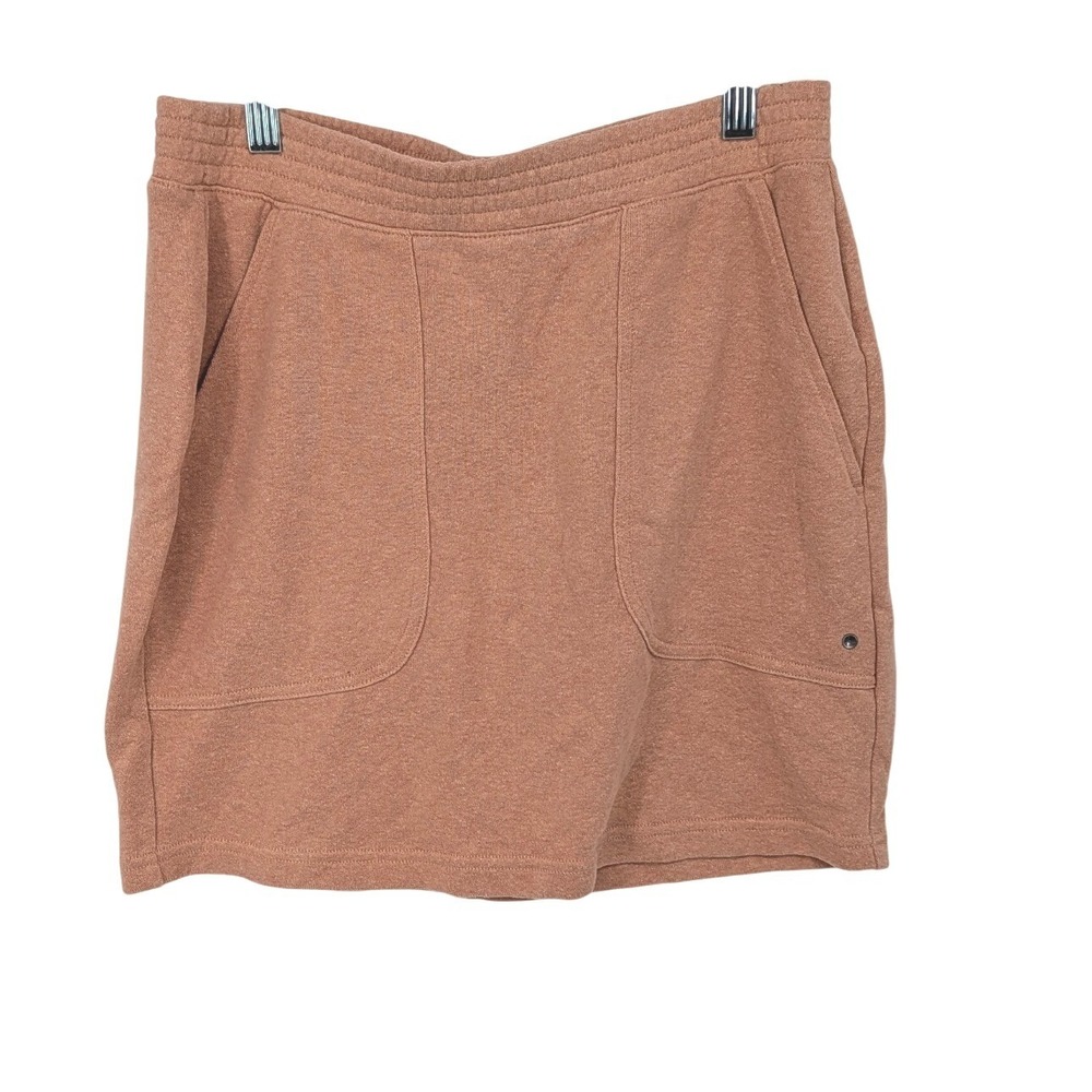 PrAna Cozy Up Skirt Women Small Orange Terracotta Hemp Blend Elastic Waist Mini